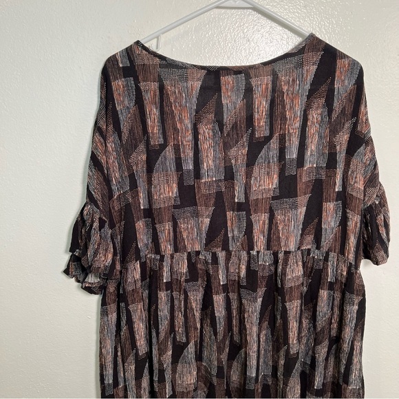 Good Luck Gem Fit & Flare Dress Black Brown Geometric - Picture 7 of 9